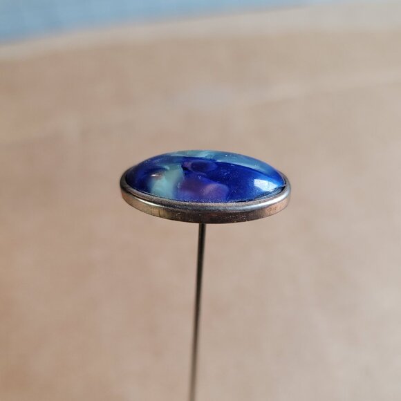 Antique Hat Pin Stick Pin Blue Cabochon Stone Labradorite ? - Picture 3 of 6